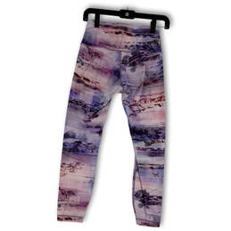 Womens Purple Floral Flat Front Elastic Waist Pull-On Ankle Leggings Size 6 alternative image
