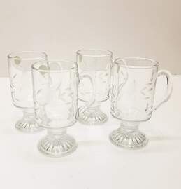 Princess House Lot of 4  Tempered Glass Mugs / Etched Glass