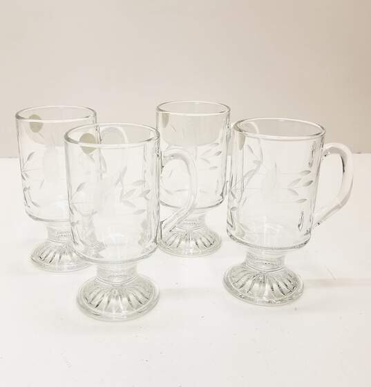 Princess House Lot of 4  Tempered Glass Mugs / Etched Glass image number 1