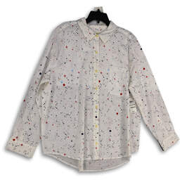 NWT Womens Multicolor Spread Collar Long Sleeve Button-Up Shirt Size XXL
