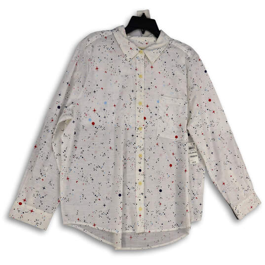 NWT Womens Multicolor Spread Collar Long Sleeve Button-Up Shirt Size XXL image number 1