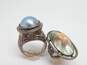 Sterling Silver Pearl & Abalone Scroll Rings 18.1g image number 1