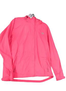 Womens Pink Long Sleeve Hooded Windbreaker Jacket Size XL