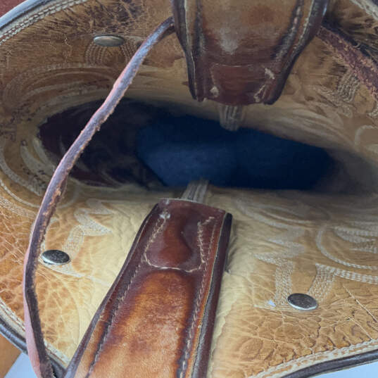 Womens Brown Leather Adjustable Buckle Cowboy Western Boot Shoulder Bag image number 5