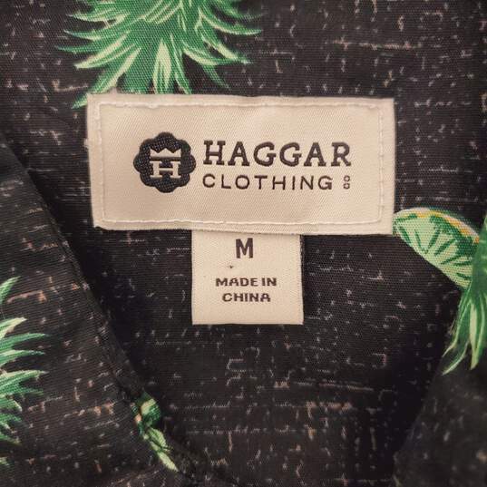Haggar Men Pineapple Print Collared Shirt M NWT image number 3