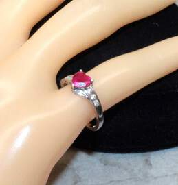 10K White Gold White Topaz Accent Lab Created Ruby Ring Size 5.75