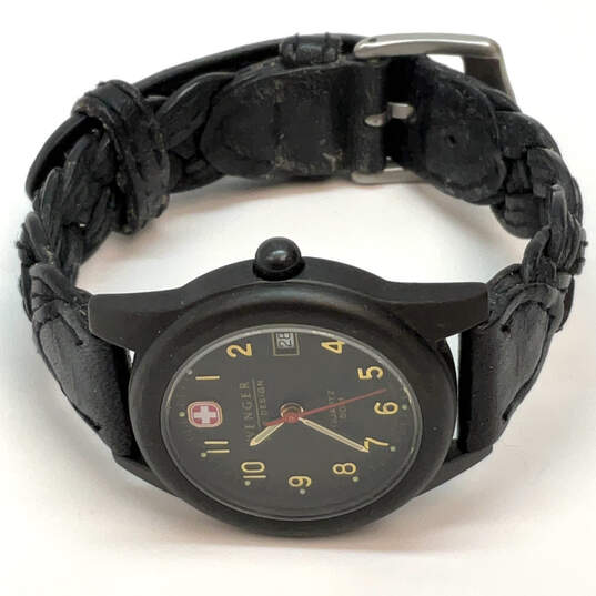 Designer Wenger 0600 Black Round Dial Stainless Steel Analog Wristwatch image number 2