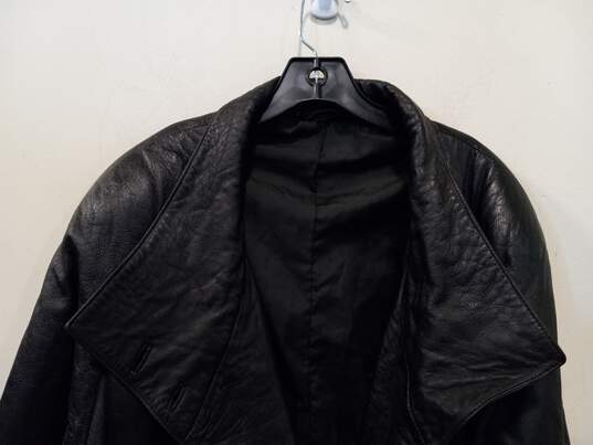 Men's Black Leather Coat Size 44 image number 5