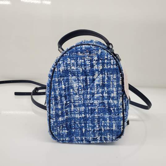 Kate Spade Briar Lane Blue Multi Quilted Tweed Mini Convertible Backpack NWT image number 1
