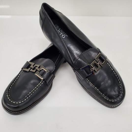 Franco Sarto Women's Black Leather Loafers with Chain Detail US Size 10M image number 1