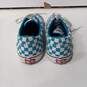 Vans Teal/White Checkerboard Pattern Slip-On Sneakers Youth Size 6 image number 2