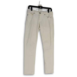 Womens White Denim Regular Fit Light Wash Stretch Pocket Skinny Jeans Sz 27