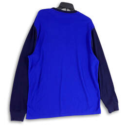 Mens Blue Round Neck Long Sleeve Pullover Thermal Sleepwear Shirt Size 2XL alternative image