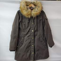 1 Madison Expedition Zip & Snap Hooded Brown Jacket Women's LG