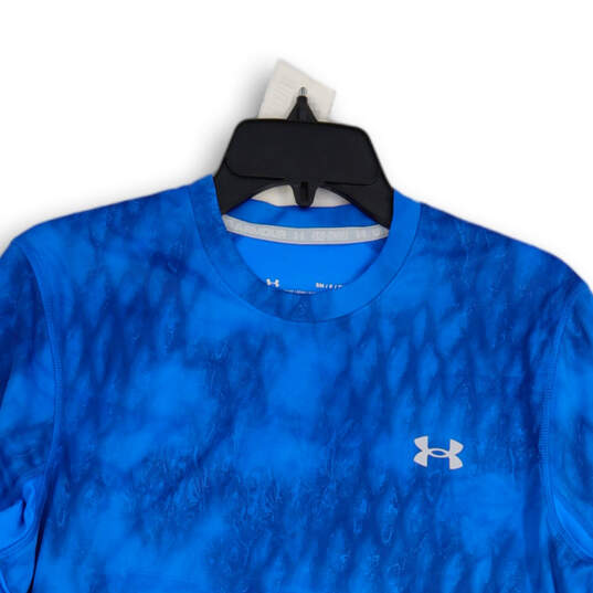 Mens Blue Printed Crew Neck Long Sleeve Activewear Pullover T-Shirt Size S image number 3