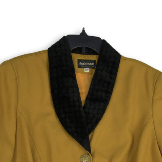 Womens Yellow Shawl Neck Long Sleeve One Button Blazer Size 20W image number 3
