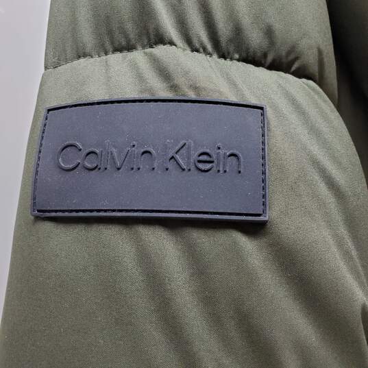 Calvin Klein Olive Down Puffer Long Coat Jacket Sz XS image number 4