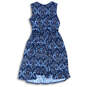 Womens Blue Paisley Sleeveless V-Neck Pullover Fit And Flare Dress Size M image number 2