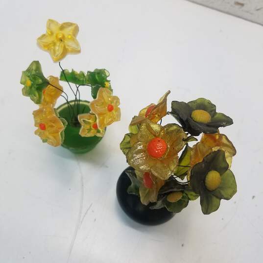 2  Lucite Wired Floral Sculptures  Vintage Acrylic Possible Flowers image number 4