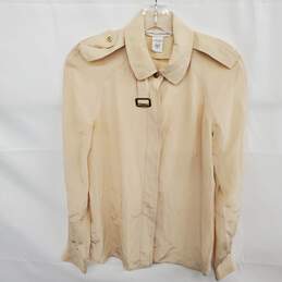 Diane Von Furstenberg Women's Cream Silk Button Up Top Size 4 - AUTHENTICATED