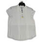 NWT Womens White Pleated Cap Sleeve Pullover Blouse Top Size PM image number 1
