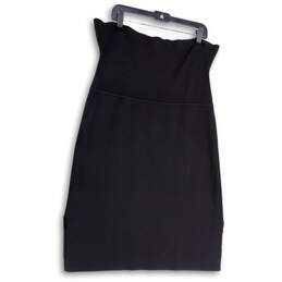 Womens Black Strapless Side Slit Stretch Pullover Bodycon Dress Size 2 alternative image