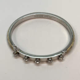 Designer Henri Bendel Silver-Tone Clear Rhinestone Hinged Bangle Bracelet alternative image