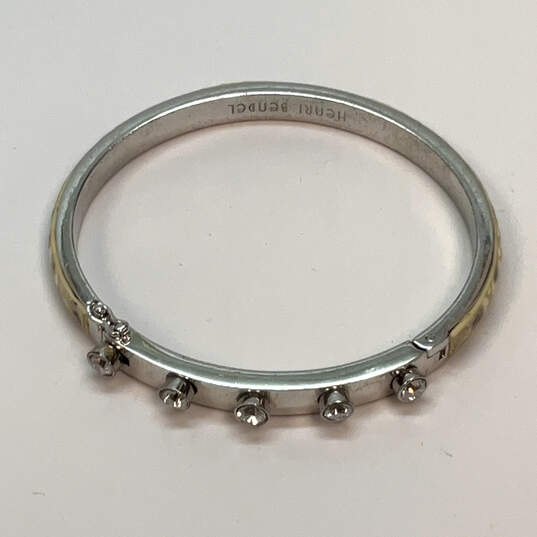 Designer Henri Bendel Silver-Tone Clear Rhinestone Hinged Bangle Bracelet image number 2