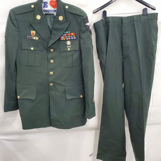 U.S. Army Green Uniform Coat & Trousers 2nd Infantry Division with Patches, Awards image number 1