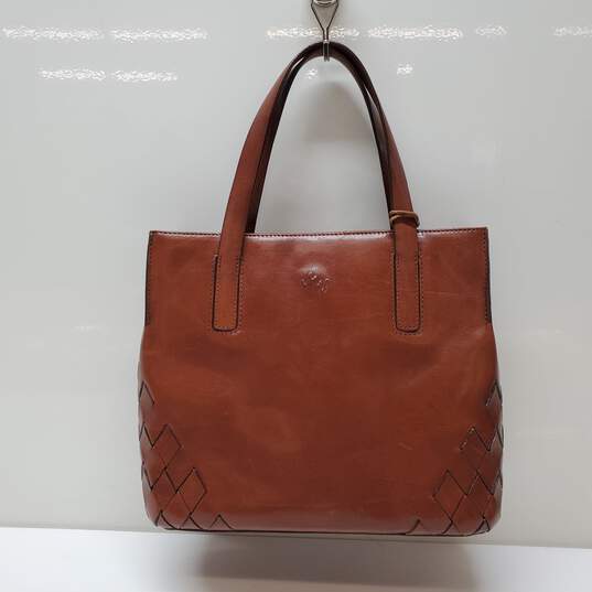 Monsac Rich Brown Leather Tote Bag Purse image number 2