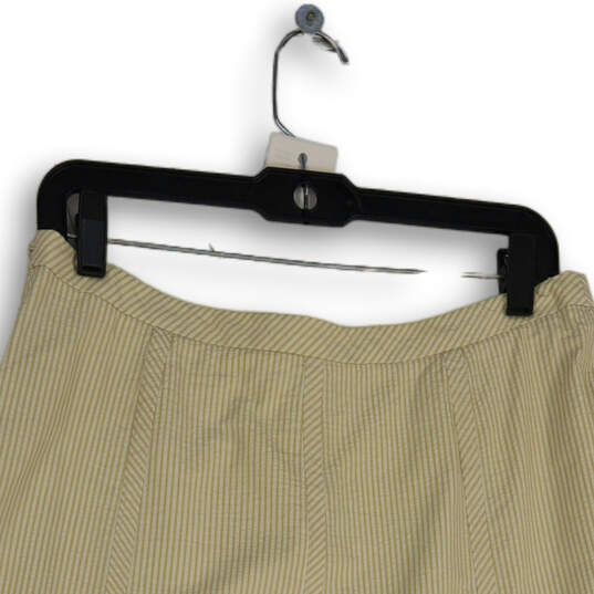 Womens Tan Stripe Flat Front Elastic Waist Pull-On A-Line Skirt Size 10 image number 3