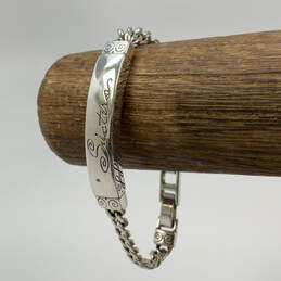 Designer Brighton Silver-Tone Sisters Engraved Curb Chain Bracelet