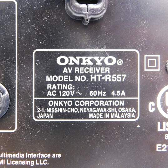 Onkyo Model HT-R557 AV Receiver w/ Power Cable image number 9