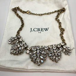 Designer J. Crew Gold-Tone Crystal Stone Leaf Statement Necklace W/ Dustbag