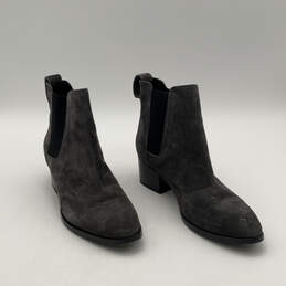 Womens Chelsea Gray Black Suede Almond Toe Pull-On Ankle Booties Size 36.5