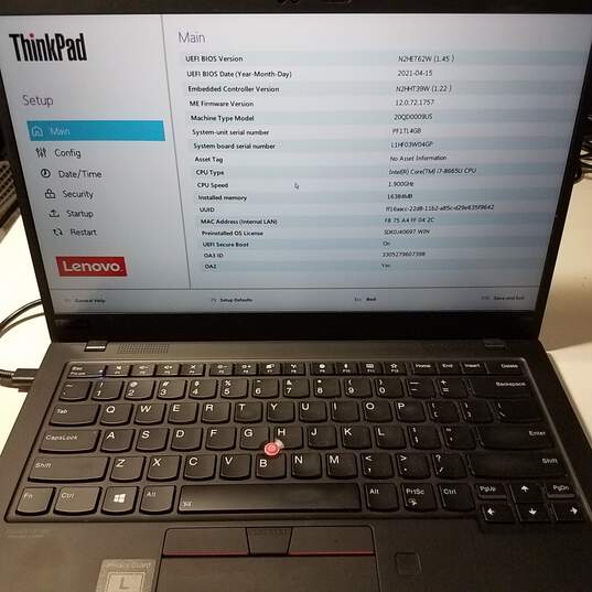 Lenovo ThinkPad X1 Carbon 7th gen (20QD0009US), Intel Core i7-8665U (1.90GHz), 16GB RAM, No SSD - Locked BIOS - Parts or Repair image number 3