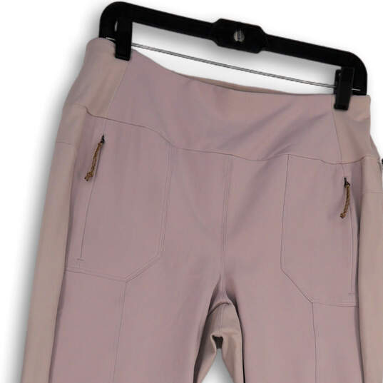 Womens Purple Pockets Flat Front Elastic Waist Cropped Leggings Size Large image number 4