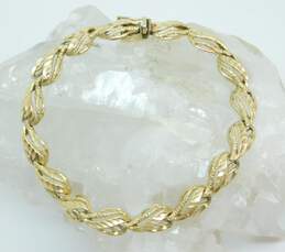 14K Gold Etched Textured Abstract Linked Chain Bracelet 10.1g alternative image