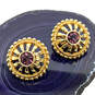 Designer Swarovski Gold-Tone Purple Crystal Clip On Fashion Stud Earrings image number 1