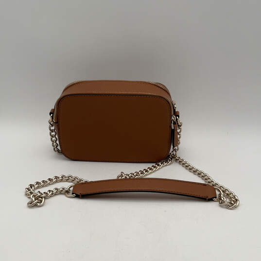 Womens Noelle Brown Leather Inner Pockets Chain Strap Zipper Crossbody Bag image number 2