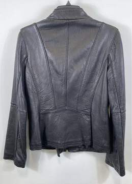 Michael Kors Womens Black Leather Long Sleeve Full Zip Motorcycle Jacket Size L alternative image