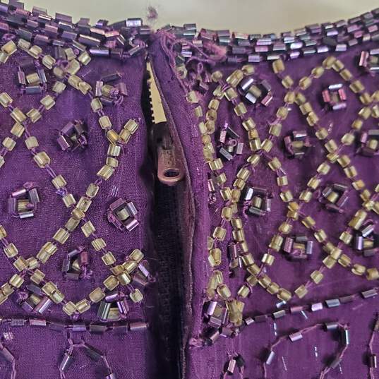 Lawrence Kazar Women Purple Beaded Dress L image number 4