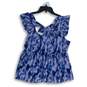 Banana Republic Womens Blue Purple Flutter Sleeve Tie Back Tank Top Size Small image number 1