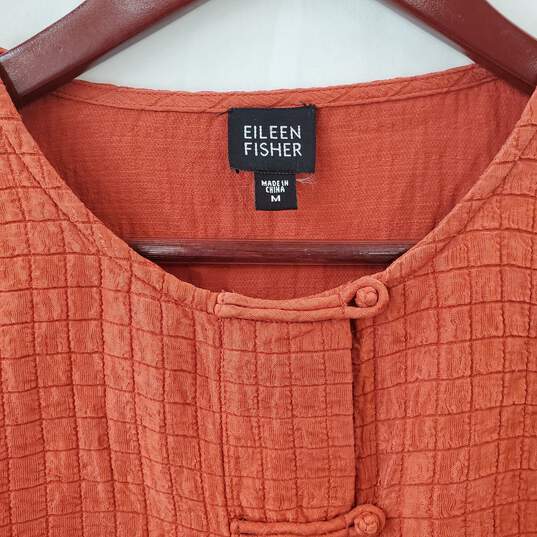 Eileen Fisher Burnt Orange Linen Blouse in Size Medium image number 2