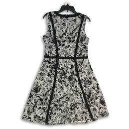 Talbots Womens Black White Floral Back Zip Knee Length A-Line Dress Size 10 alternative image