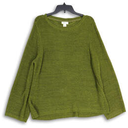 Womens Green Knitted  Long Sleeve Crew Neck Pullover Sweater Size 2XL