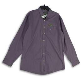 NWT Mens Purple Spread Collar Long Sleeve Button-Up Shirt Size TL