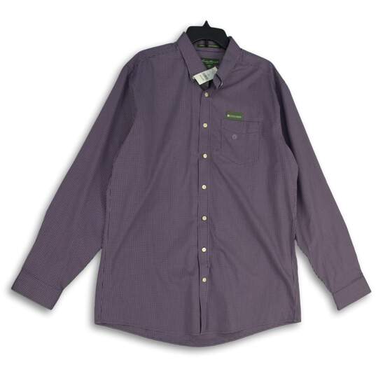 NWT Mens Purple Spread Collar Long Sleeve Button-Up Shirt Size TL image number 1