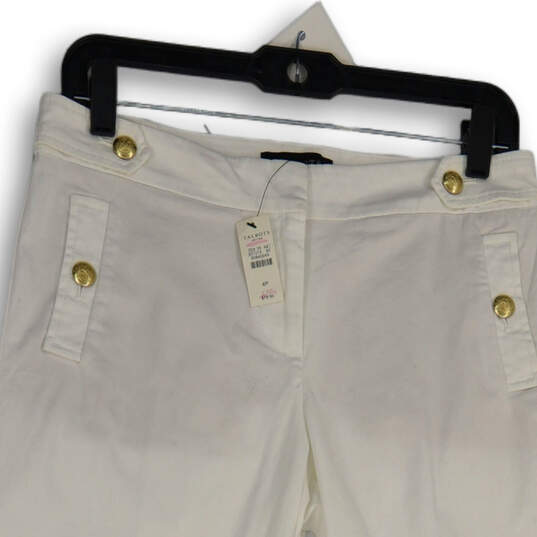 NWT Womens White Flat Front Buttoned Pocket Cropped Pants Size 4P image number 3