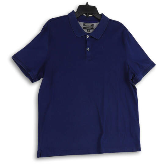 Mens Navy Blue Standard Fit Spread Collar Short Sleeve Polo Shirt Size XL image number 1
